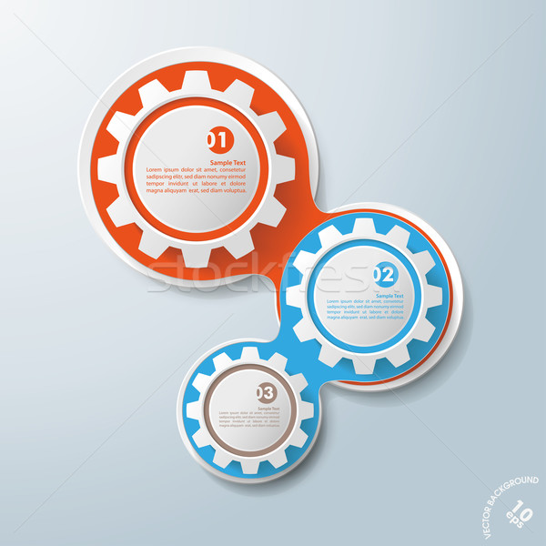 Stock photo: Infographic Design Colored Chains White Gears 3 Options
