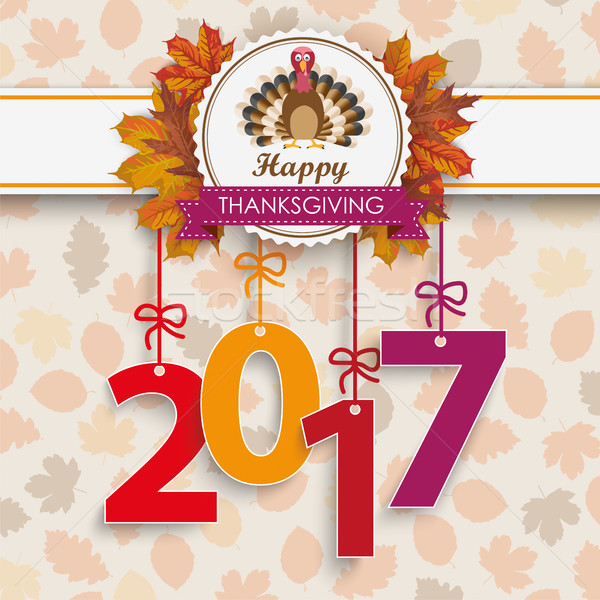 2017 Foliage Thanksgiving Emblem Turkey Autumn Stock photo © limbi007