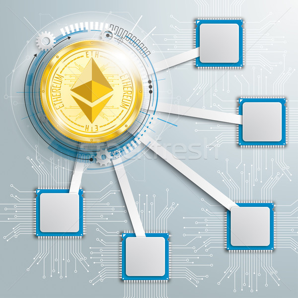 Infographic Motherboard Connected Microchips Ethereum Stock photo © limbi007