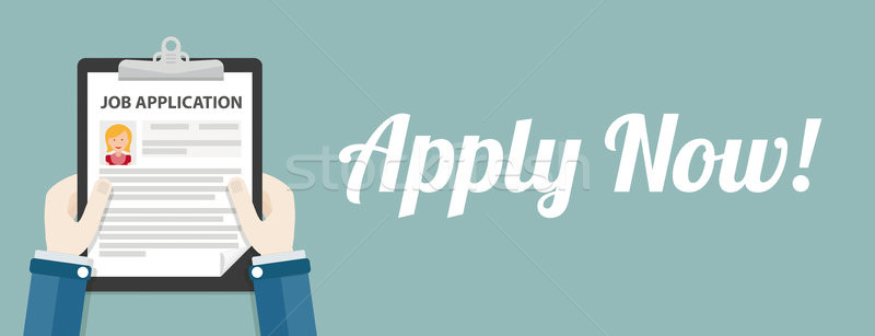 Hand Clipboard Job Application Apply Now Woman Header Stock photo © limbi007