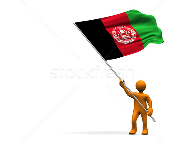 Fan Afganistan pomarańczowy cartoon duży banderą Zdjęcia stock © limbi007