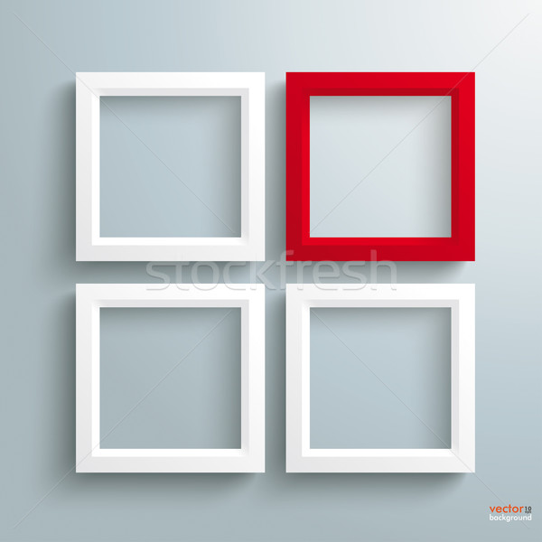 3 White 1 Red Frame Silver Background Stock photo © limbi007