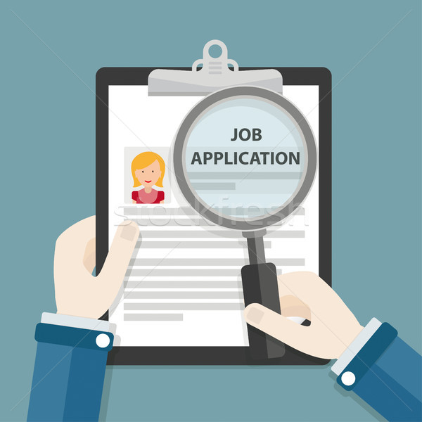 Hands Clipboard Job Application Loupe Woman Stock photo © limbi007
