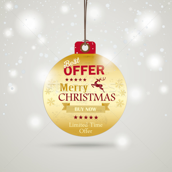 Golden Christmas Bauble Price Sticker Snow Stock photo © limbi007