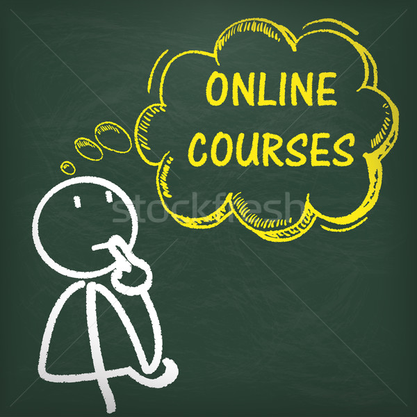 Blackboard Stickman Thinking Online Courses Stock photo © limbi007