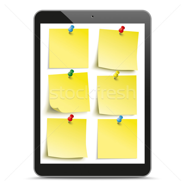 Download Black Tablet Pc Yellow Stickers Mockup Vector Illustration C Limbi007 7107353 Stockfresh PSD Mockup Templates