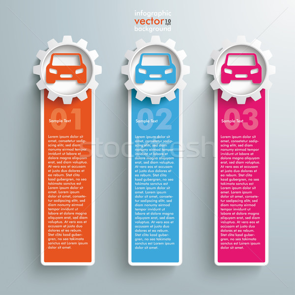 3 Colored Oblong Banners Cars Gears Stock photo © limbi007