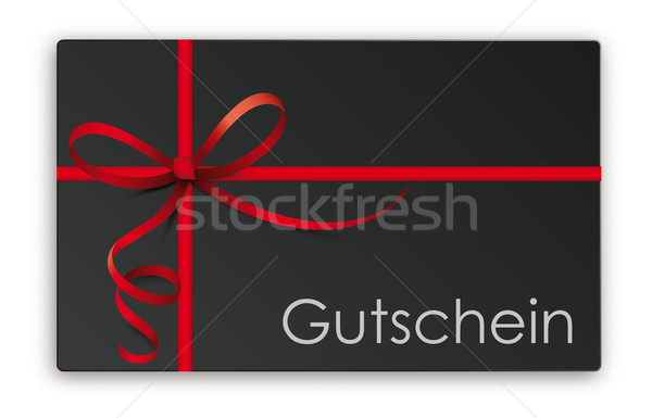 Black Gutschein Thin Red Ribbon Stock photo © limbi007