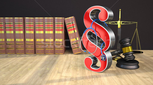 Gavel Paragraph Stethoscope Beam Balance Medicine Law Stock photo © limbi007