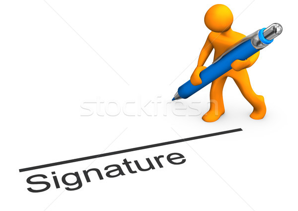 Handtekening oranje Blauw pen tekst Stockfoto © limbi007
