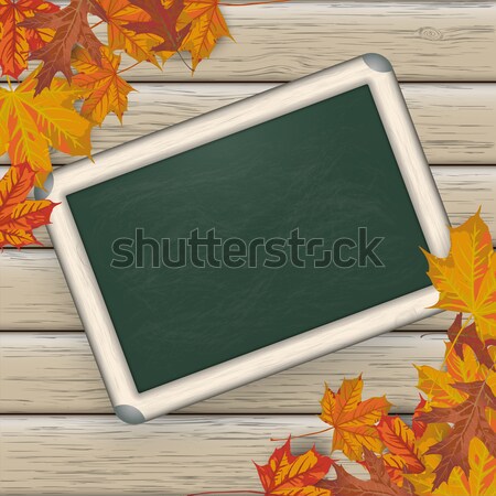 Autumn Foliage Wood Blackboard Stock photo © limbi007