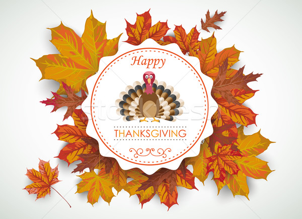 Happy Thanksgiving Emblem Foliage Stock photo © limbi007