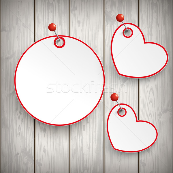 Red Paper Paper Circle 2 Hearts Thumbtacks Stock photo © limbi007