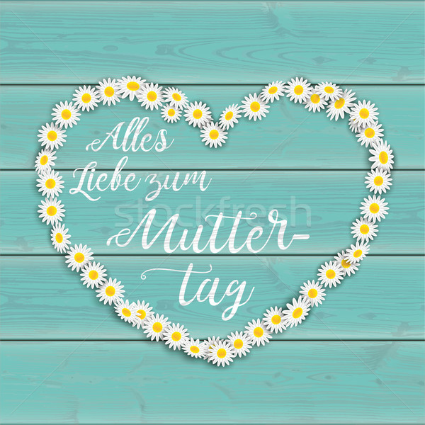 Turquoise Wood Daisy Flowers Muttertag Heart Stock photo © limbi007