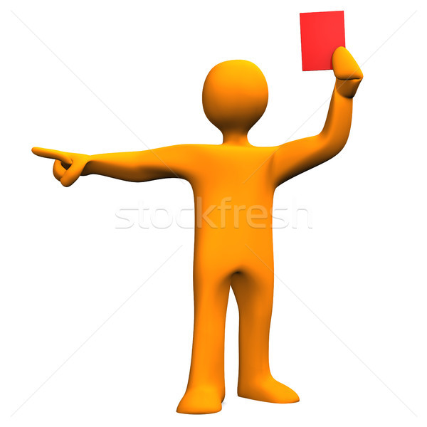 [[stock_photo]]: Arbitre · rouge · carte · orange · femme