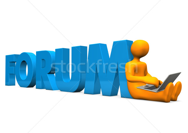 Forum laptop oranje Blauw tekst Stockfoto © limbi007