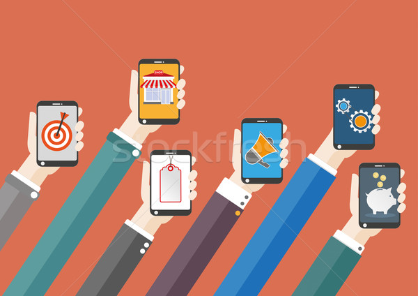 Flat Smartphone Mobile Marketing Stock photo © limbi007