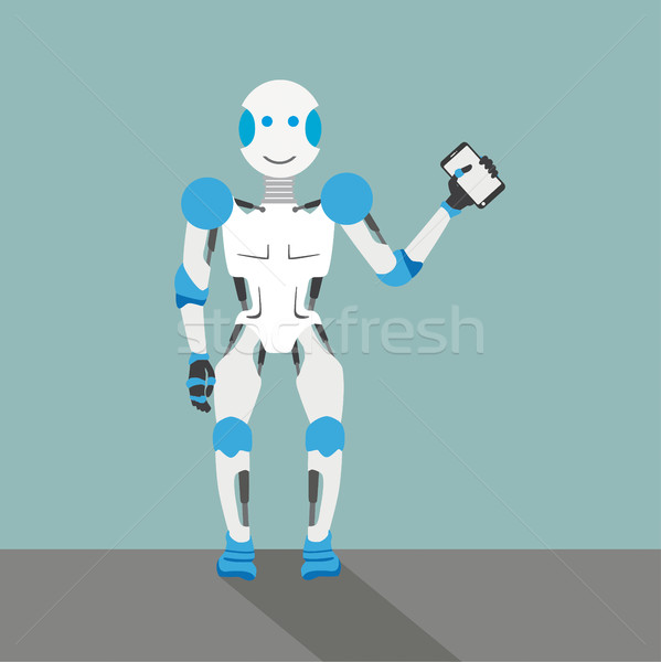 Cartoon Robot Smartphone Stock photo © limbi007