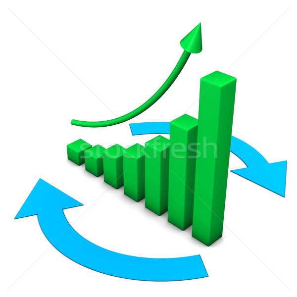 Ambitie groene grafiek Blauw pijlen witte Stockfoto © limbi007