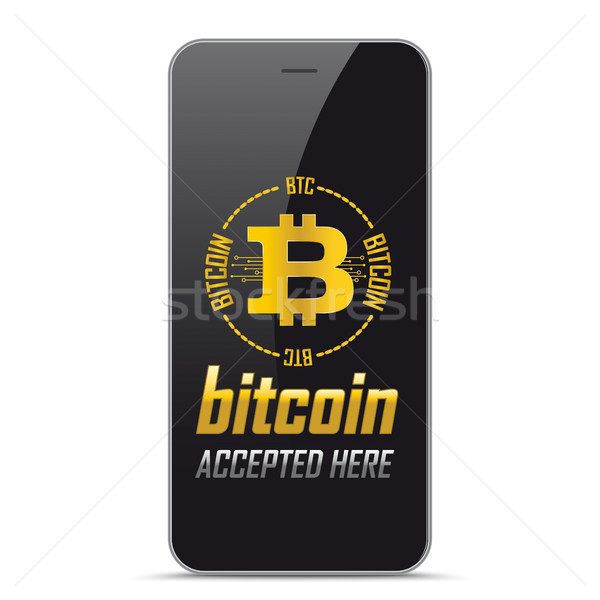 Black Smartphone Bitcoin Accepted Here Stock photo © limbi007