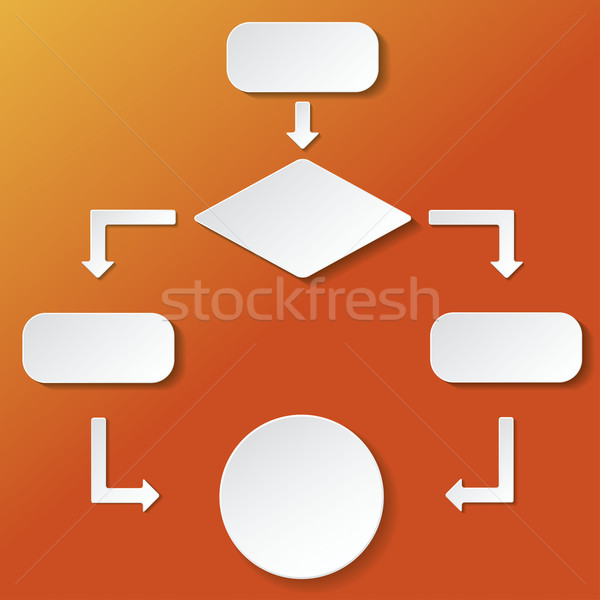 Foto d'archivio: Diagramma · di · flusso · arancione · carta · etichette · successo · concetto