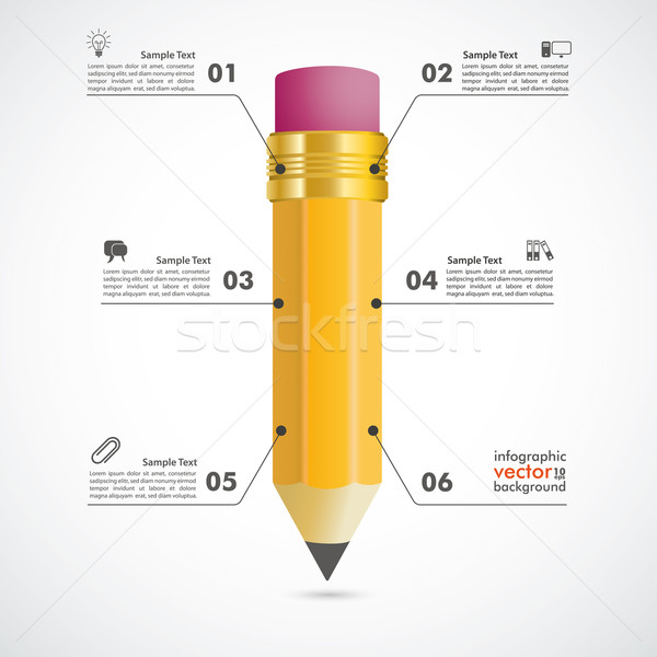 Pencil Infographic 6 Options Stock photo © limbi007