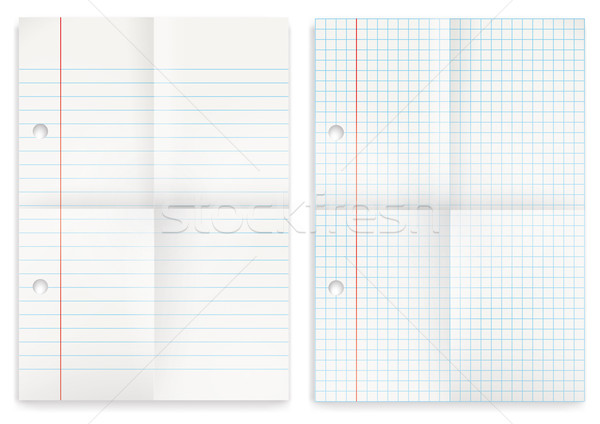 2 Papers Set Squared Feint Ruled Folded Stock photo © limbi007