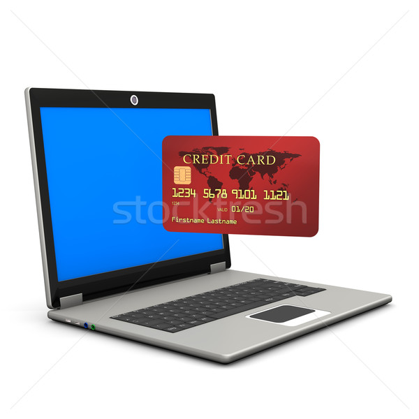 ноутбука кредитных карт красный белый бизнеса интернет Сток-фото © limbi007