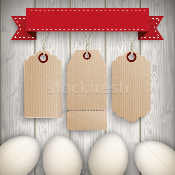 Eggs Wooden Centre 3 Price Stickers Ribbon Stock photo © limbi007