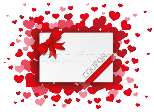 Red Hearts Ribbon Coupon Card Stock photo © limbi007
