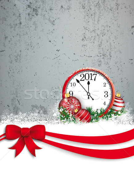 Upright Christmas Red Ribbon Oblong Flyer Concrete Stock photo © limbi007