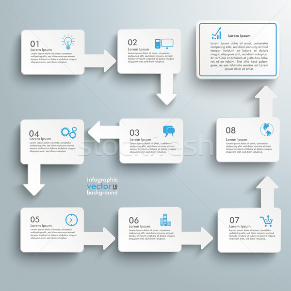 Téglalap folyamatábra lehetőségek infografika fehér szürke Stock fotó © limbi007
