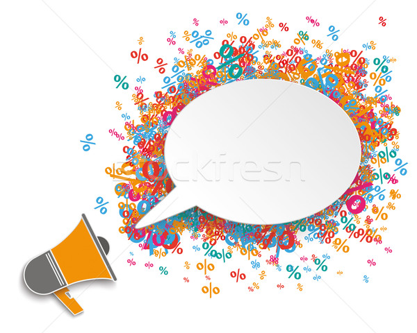 White Oval Speech Bubble Megaphone Percents Stock photo © limbi007