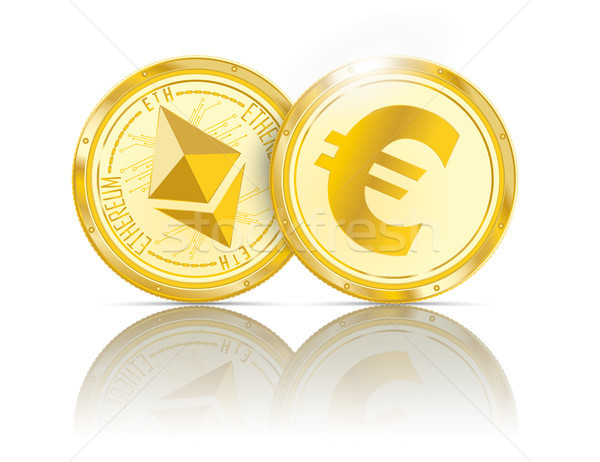 Golden Coins Ethereum Euro Mirror Stock photo © limbi007