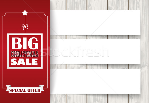 Side Oblong Banner Christmas Sale Wood 3 Banners Stock photo © limbi007