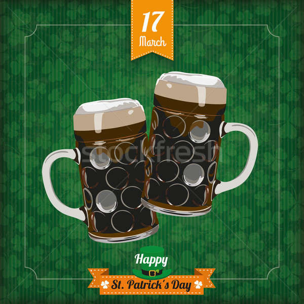 St Patrick's Day vintage dekken bier bril vlag Stockfoto © limbi007