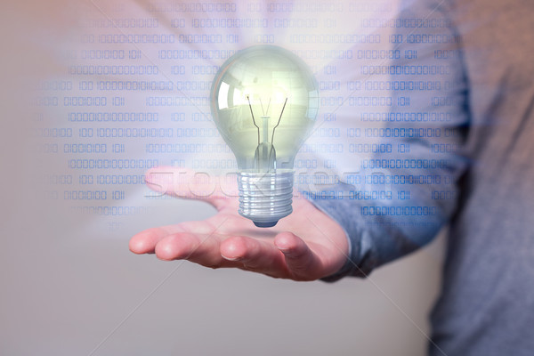 Human Hand Idea Bulb Bits Stock photo © limbi007