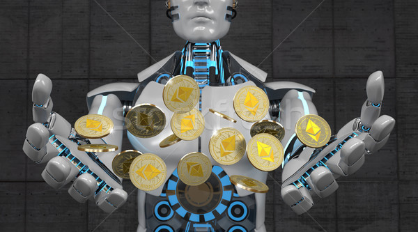 Stock photo: Robot Ethereum Coins