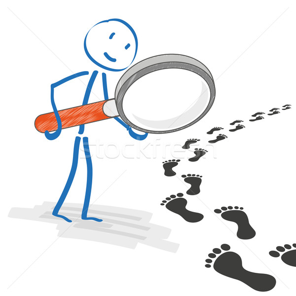 Stickmen Loupe Footprint Track Stock photo © limbi007