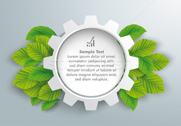 White Paper Gear Wheel Green Beech Leaves Stock photo © limbi007