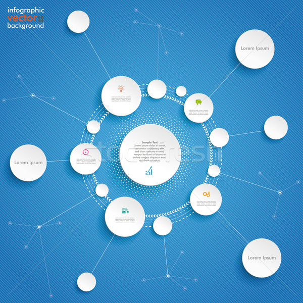 Stock photo: Circles Cycle Networks Infographic Blue Background