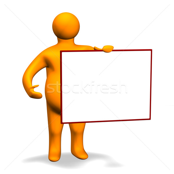 Orange Charakter with Board 3D Stock photo © limbi007