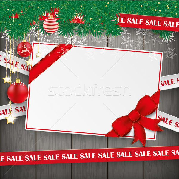 Sale Lines Christmas Gift Coupon Card Wood Stock photo © limbi007