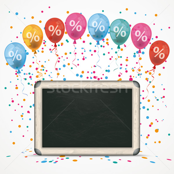 Balloons Blackboard Confetti Percents Stock photo © limbi007