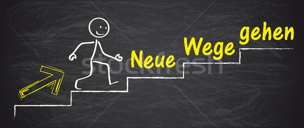 Blackboard Stickman Neue Wege gehen Stock photo © limbi007