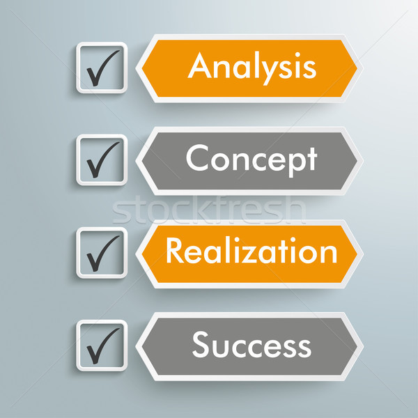Checklist Long Hexagons Analysis Concept Realization Success Stock photo © limbi007