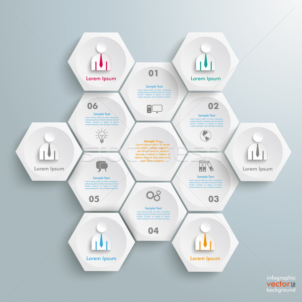 6 White Hexagons Cylce Businessmen Stock photo © limbi007