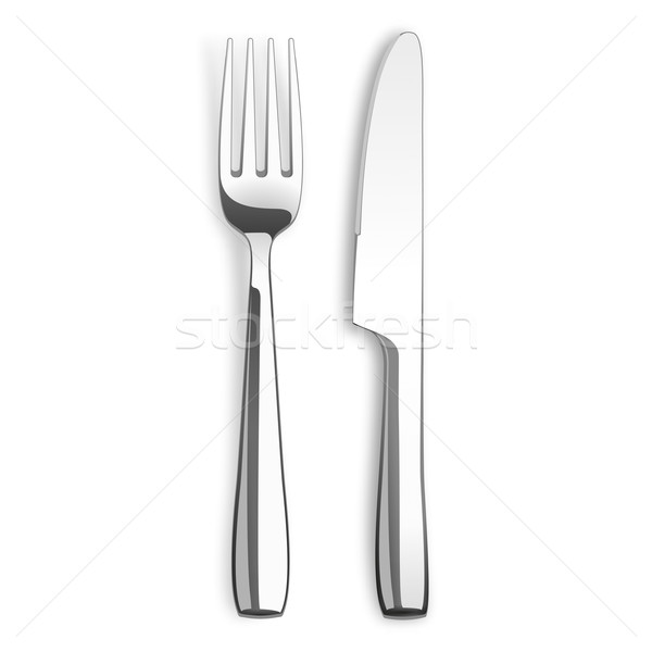 Cuchillo tenedor acero inoxidable blanco eps 10 Foto stock © limbi007