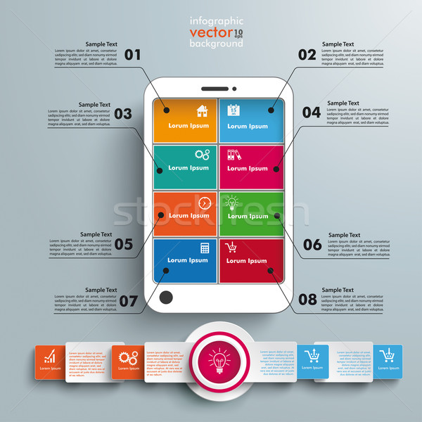 White Smartphone 8 Options Banner Infographic Stock photo © limbi007