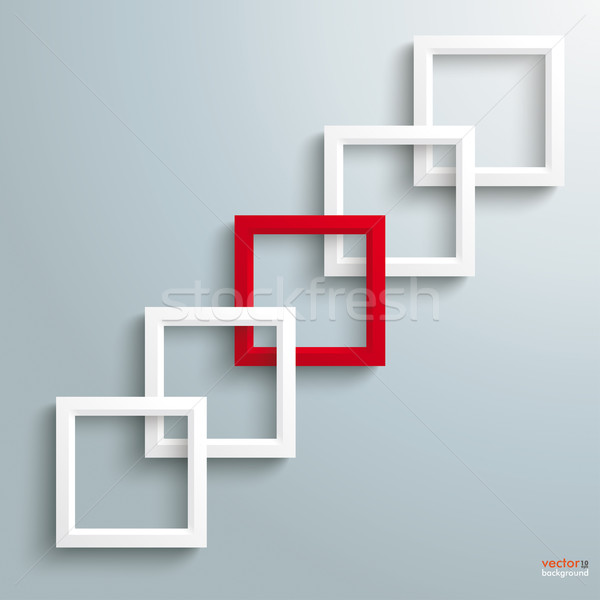 White Frames Red Centre Chain Silver Background Stock photo © limbi007